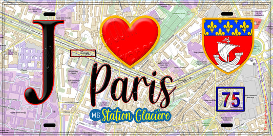 Plaque métal décorative  J' ❤️ Paris : Métro Station Glacière