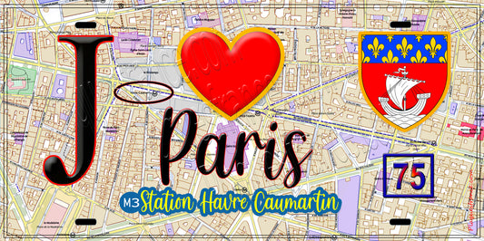 Plaque métal décorative  J' ❤️ Paris : Métro Havre – Caumartin
