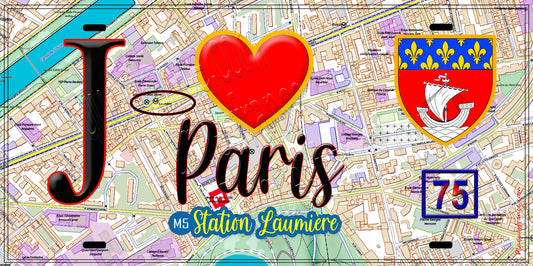 Plaque métal décorative  J' ❤️ Paris : Métro Laumière