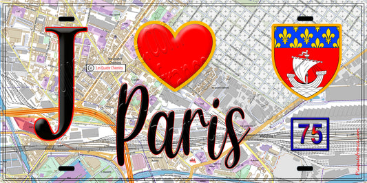 Plaque métal décorative  J' ❤️ Paris : Métro Les Quatre Chemins