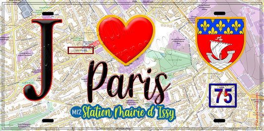 Plaque métal décorative  J' ❤️ Paris : Métro Station Mairie d’Issy