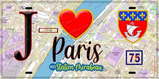 Plaque métal décorative  J' ❤️ Paris : Métro Station Mirabeau