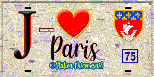 Plaque métal décorative  J' ❤️ Paris : Métro Station Miromesnil