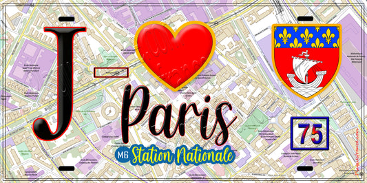 Plaque métal décorative  J' ❤️ Paris : Métro Station Nationale