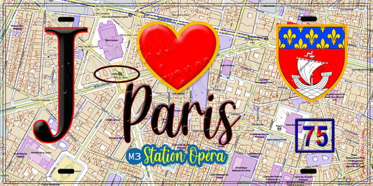 Plaque métal décorative  J' ❤️ Paris : Métro Opéra