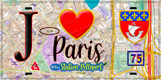 Plaque métal décorative  J' ❤️ Paris : Métro Pelleport