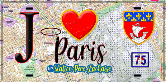 Plaque métal décorative  J' ❤️ Paris : Métro Père Lachaise