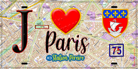 Plaque métal décorative  J' ❤️ Paris : Métro Péreire