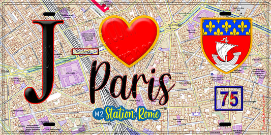 Plaque métal décorative  J' ❤️ Paris : Métro Station Rome