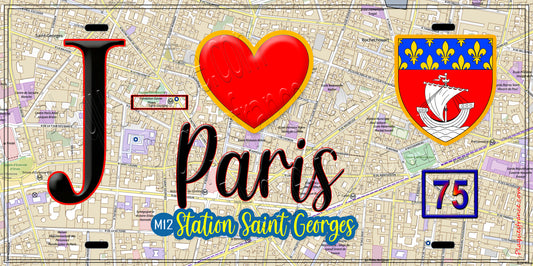 Plaque métal décorative  J' ❤️ Paris : Métro Station Saint‑Georges