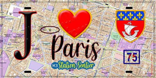 Plaque métal décorative  J' ❤️ Paris : Métro Sentier