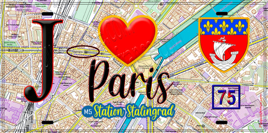 Plaque métal décorative  J' ❤️ Paris : Métro Stalingrad