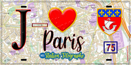 Plaque métal décorative  J' ❤️ Paris : Métro Station Télégraphe