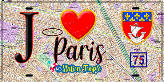 Plaque métal décorative  J' ❤️ Paris : Métro Temple