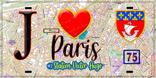 Plaque métal décorative  J' ❤️ Paris : Métro Station Victor Hugo
