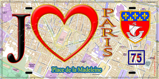Plaque métal décorative  J' ❤️ Paris : Place de la Madeleine