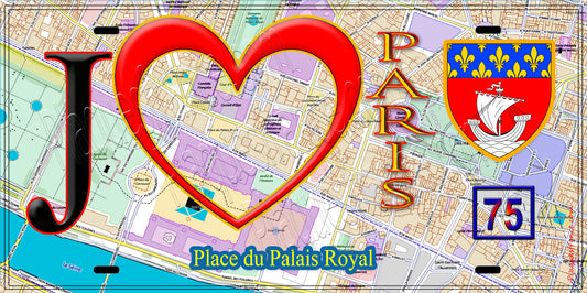 Plaque métal décorative  J' ❤️ Paris : Place du Palais-Royal