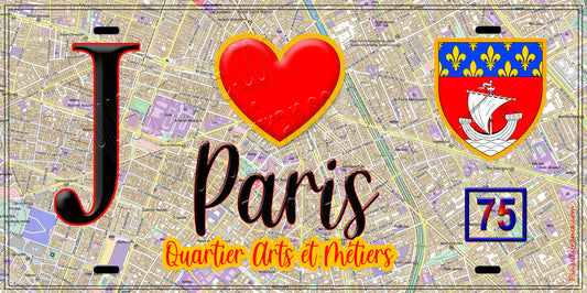 Plaque métal décorative  J' ❤️ Paris : Quartier Arts-et-Métiers