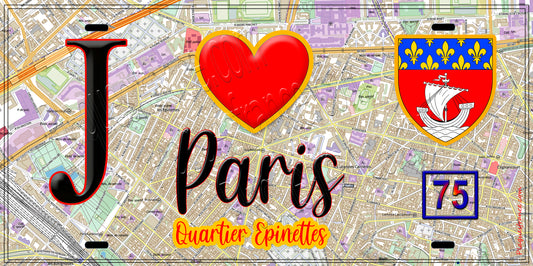 Plaque métal décorative  J' ❤️ Paris : Quartier Épinettes