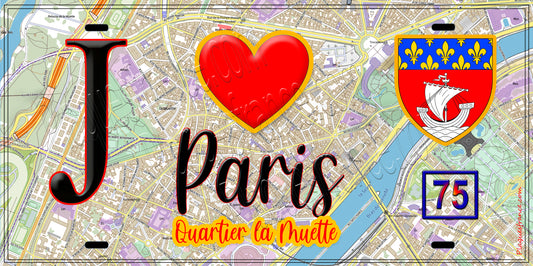 Plaque métal décorative  J' ❤️ Paris : Quartier Muette