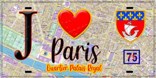 Plaque métal décorative  J' ❤️ Paris : Quartier Palais Royal