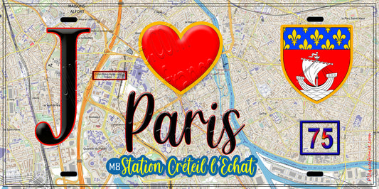Plaque métal décorative  J' ❤️ Paris : Métro Station Créteil l'Echat