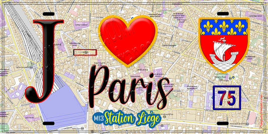 Plaque métal décorative  J' ❤️ Paris : Métro Station Liège