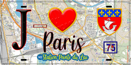 Plaque métal décorative  J' ❤️ Paris : Métro Station Pointe du Lac