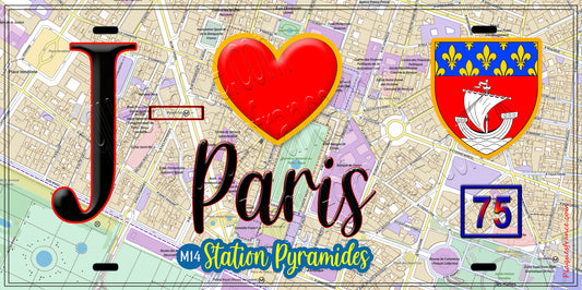 Plaque métal décorative  J' ❤️ Paris : Métro Station Pyramides