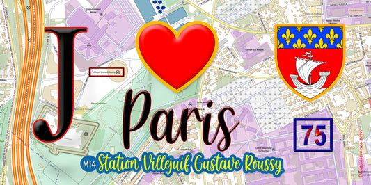 Plaque métal décorative  J' ❤️ Paris : Métro Station Villejuif – Gustave Roussy