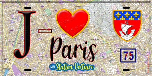 Plaque métal décorative  J' ❤️ Paris : Métro Station Voltaire
