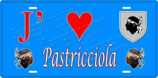 Plaque métal décorative 15 x 30 cm bleu J' ❤️ Pastricciola Canton de Sevi-Sorru-Cinarca Corse du Sud