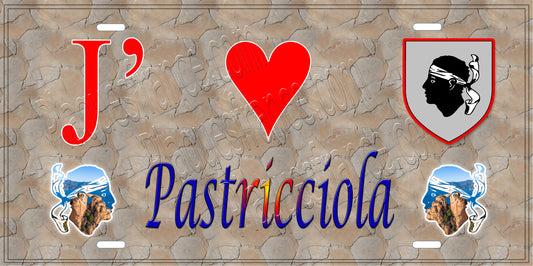 Plaque métal décorative 15 x 30 cm mur antique J' ❤️ Pastricciola Canton de Sevi-Sorru-Cinarca Corse du Sud