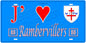 Plaque métal décorative, J' ❤️Rambervillers, fond  mur bleu 88