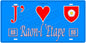 Plaque métal décorative, J' ❤️Raon-l'Étape, fond  mur bleu 88