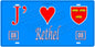 Plaque métal décorative, J' ❤️Rethel, Ardennes, fond  mur bleu 08