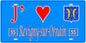 Plaque métal décorative, J' ❤️Revigny-sur-Ornain, Meuse, fond  mur bleu 55