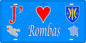 Plaque métal décorative 15 x 30 cm fond mur bleu carte J' ❤️ Rombas, canton Rombas Moselle 57