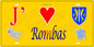 Plaque métal décorative 15 x 30 cm fond mur jaune carte J' ❤️ Rombas, canton Rombas Moselle 57