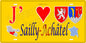 Plaque métal décorative 15 x 30 cm fond jaune carte J' ❤️ Sailly-Achâtel, canton du Saulnois Moselle 57