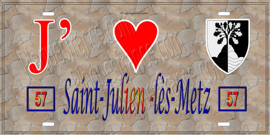 Plaque métal décorative 15 x 30 cm fond mur antique 57 J' ❤️Saint-Julien-lès-Metz, canton Le Pays Messin Moselle 57