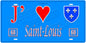 Plaque métal décorative, J' ❤️Saint-Louis, Haut Rhin, fond  mur bleu 68