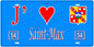Plaque métal décorative, J' ❤️Saint-Max, Meurthe et Moselle (54)