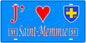 Plaque métal décorative, J' ❤️Saint-Memmie, Marne, fond  mur bleu 51