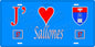 Plaque métal décorative 15 x 30 cm fond bleu 57 J' ❤️Salonnes , canton du Saulnois Moselle 57
