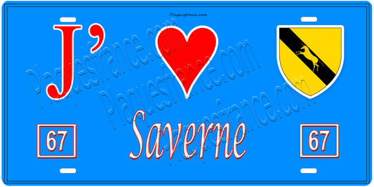 Plaque métal décorative, J' ❤️Saverne, Bas Rhin, fond  mur bleu 67