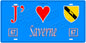 Plaque métal décorative, J' ❤️Saverne, Bas Rhin, fond  mur bleu 67