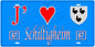 Plaque métal décorative, J' ❤️Schiltigheim, Bas Rhin, fond  mur bleu 67