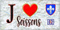 Plaque métal décorative, J' ❤️Soissons, Aisne (02)