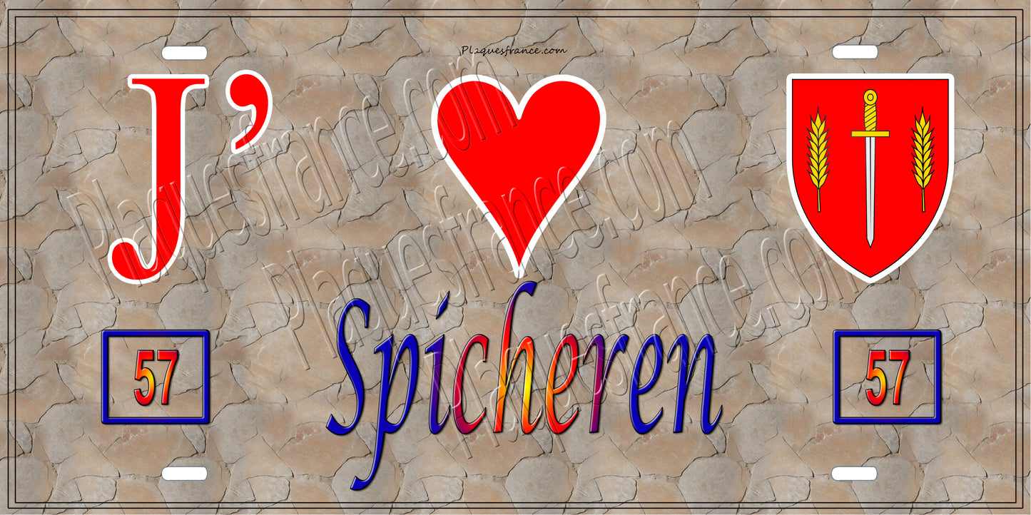 Plaque métal décorative 15 x 30 cm fond mur antique 57 J' ❤️ Spicheren, canton Stiring-Wendel Moselle 57
